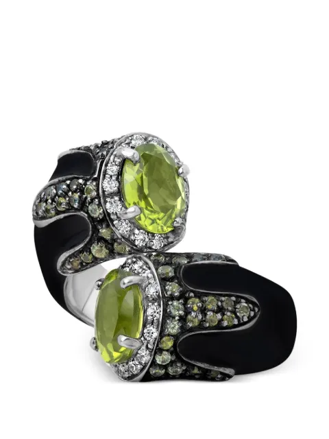 Andreoli diamond peridot bypass ring Black R5647