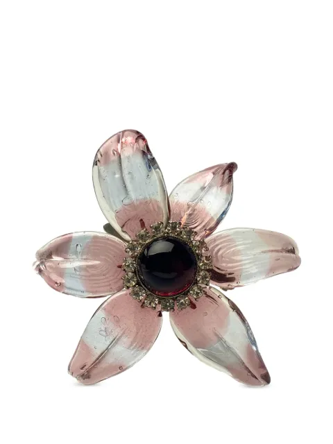 CHANEL Pre-Owned 1998 Gripoix glass flower brooch Black CSSR9048