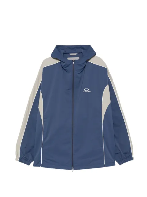 Balenciaga logo-detail hooded sport jacket Blue 871265TUO13