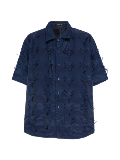 JUNTAE KIM layered laser slash shirt Blue JTKSS26S06
