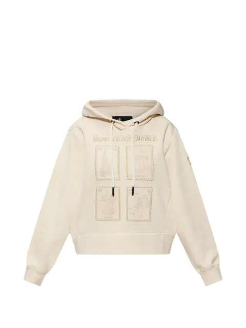 Moncler Grenoble plant-patterned cotton hoodie Neutrals L10988G0000589BDO