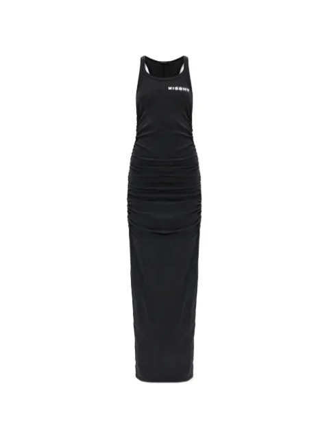 MISBHV logo-print ruched dress Black 260W820