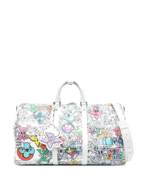 Louis Vuitton Pre-Owned 2023 50 Keepall Bandoulière Comics holdall bag White DPCR9051