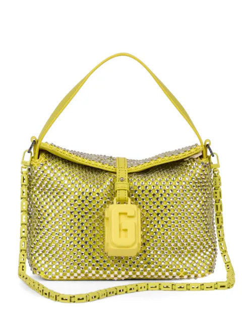 GCDS mini Mega Comma crystal-embellished logo-plaque shoulder bag Yellow C1WWQR266M266