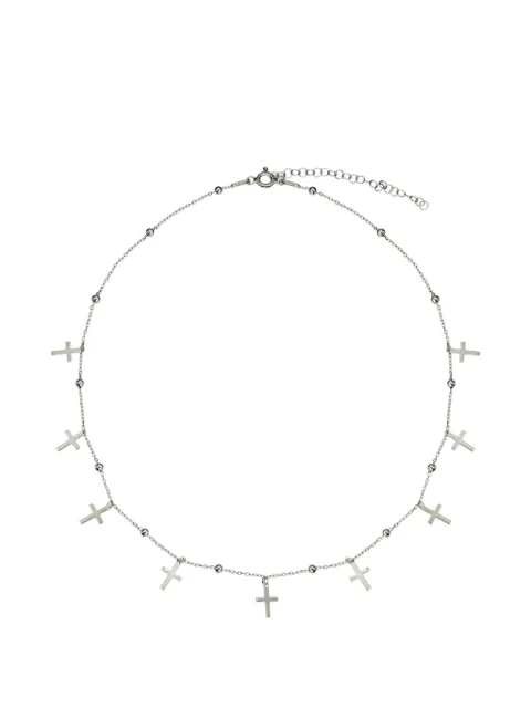 OBSIDIAN cross star pendant necklace Silver 6411F