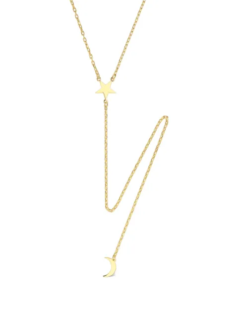OBSIDIAN star moon pendant necklace Gold 64921