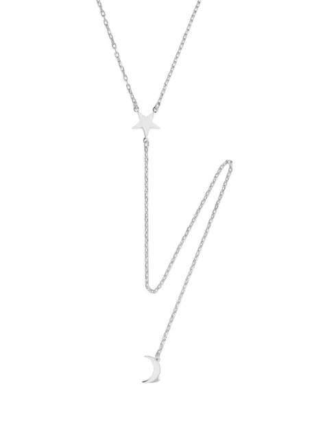 OBSIDIAN star moon pendant necklace Silver 6492