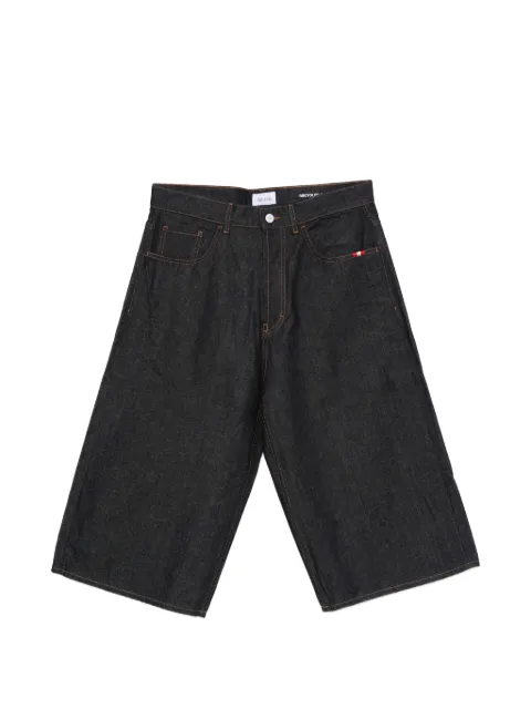AMISH Raw contrast-stitch denim shorts Blue AMU155D5700000