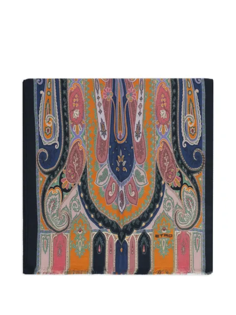 ETRO paisley-print fringed scarf Black WATA0005AKF54X0883