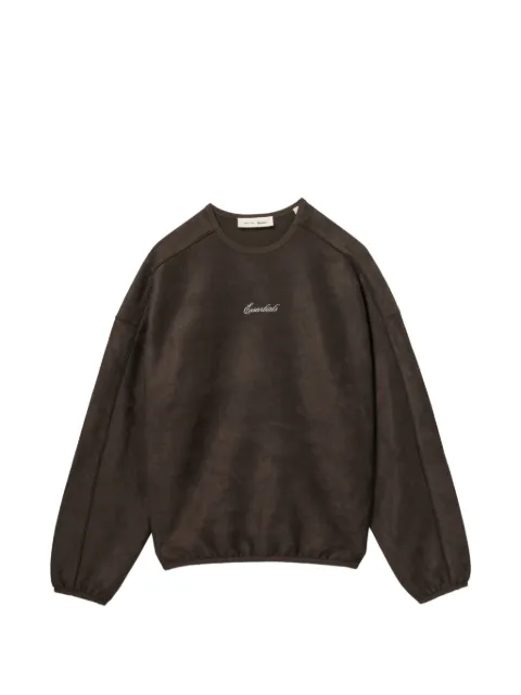 ESSENTIALS logo-embroidered suede-effect sweater Brown ESSSW926752MQBWX00L