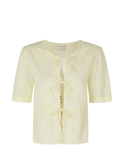 MC2 Saint Barth Alyson broderie-anglaise peplum blouse Yellow ALYSON