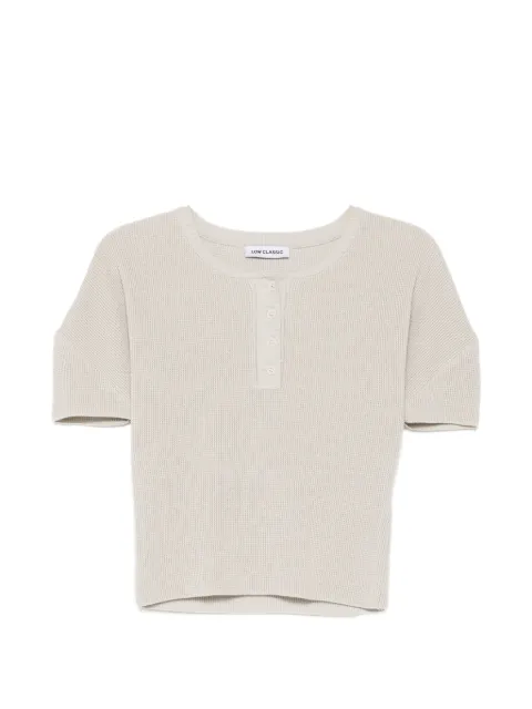 Low Classic puff-sleeve Henley-neck knitted top Grey LW265KN07LY