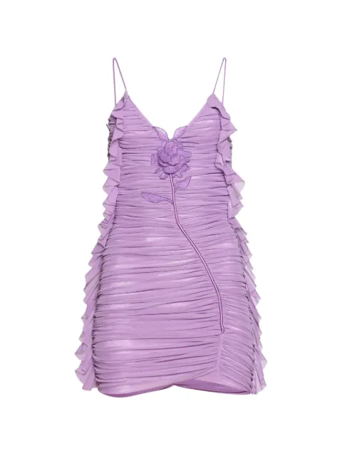 David Koma lace-rose ruffled mini dress Purple RE26DK10D