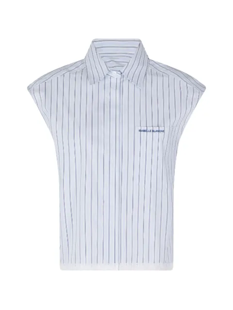 Isabelle Blanche striped-pattern lace-trim shirt Blue C092T021