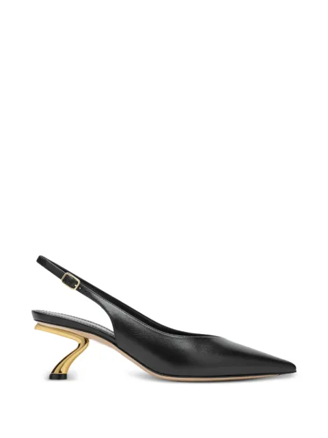 Ferragamo S-shaped heel slingback pumps Black 793598
