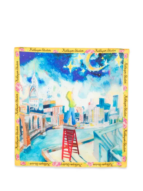 KidSuper floral-print scarf Blue SS26SCRF01