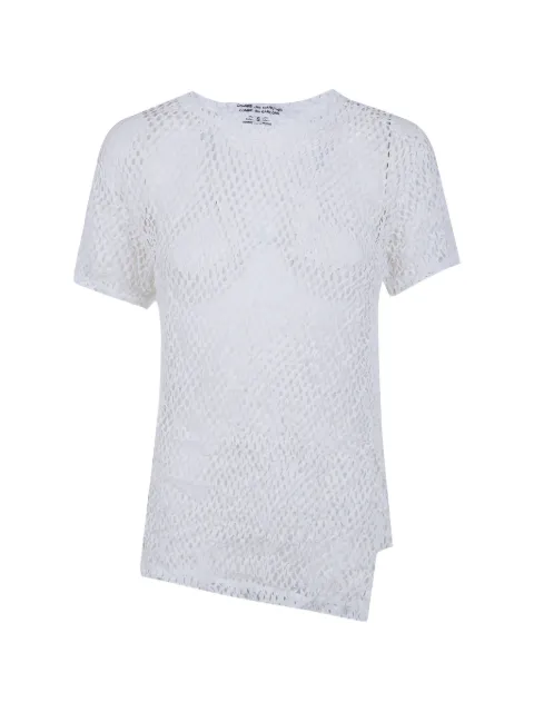 Comme Des Garçons Comme Des Garçons asymmetric-hem mesh T-shirt White RQT014