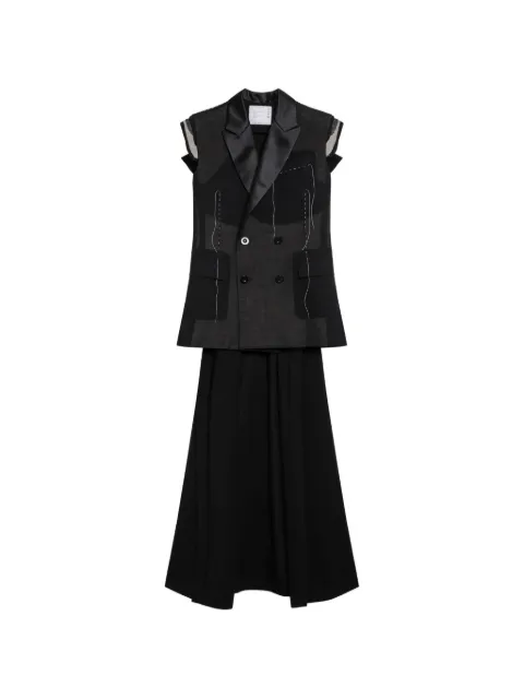 sacai double-breasted layered waistcoat Black 2608499
