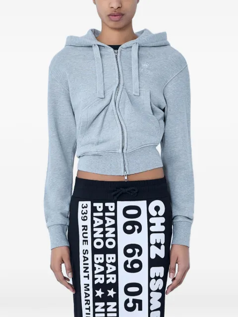 Vaquera Twisted zip-up cotton hoodie Grey VAQ11T031