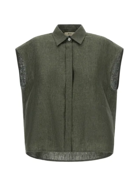 Herno concealed-fastening sleeveless shirt Green CM000049D17105Z