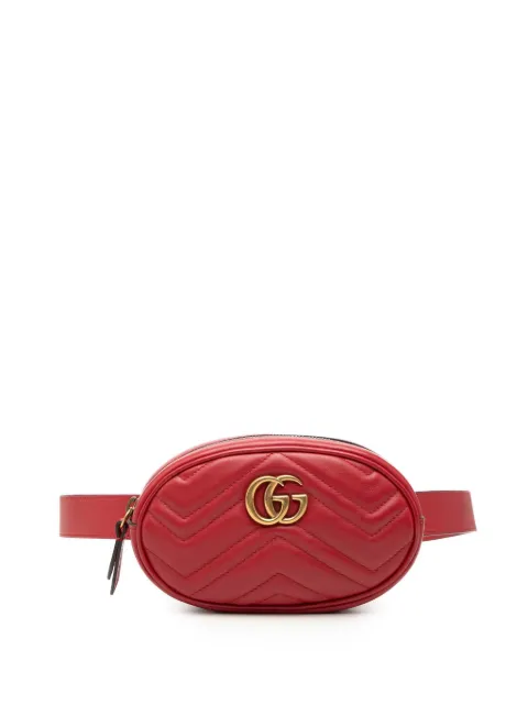 Gucci Pre-Owned 2016-2025 GG Marmont Matelasse Leather belt bag Red 0TUETD6IW7PT08M2
