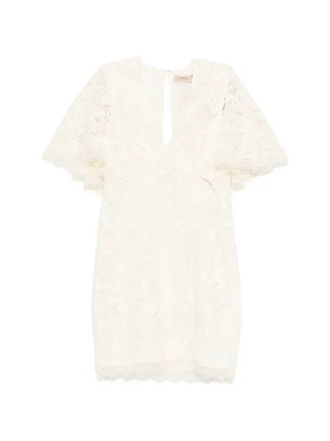 TWINSET mini V-neck lace dress Neutrals 261TT2311