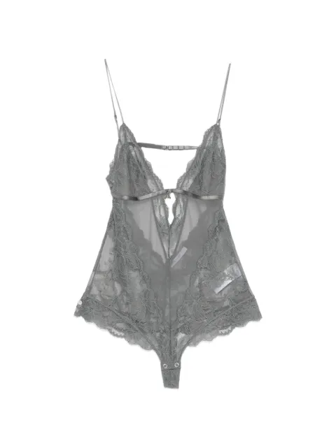 Patrizia Pepe lace-panelled sheer body Grey 2I0143A602