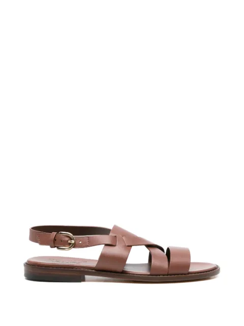 Doucal's crossover-strap leather flat sandals Brown DD8775MARNUF073