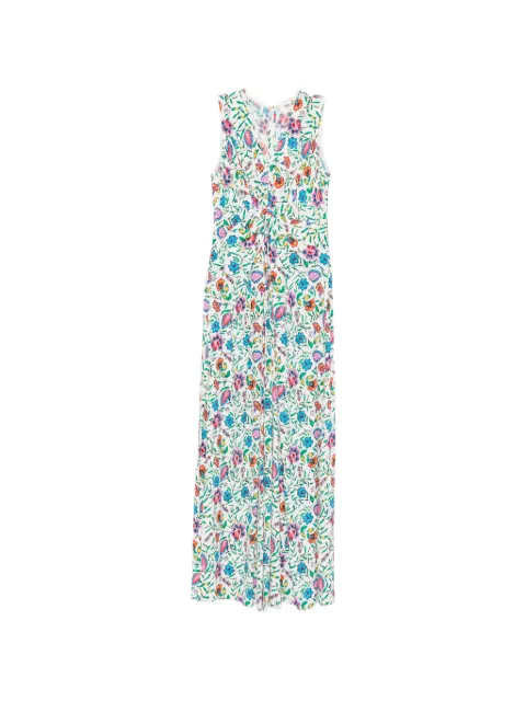 Dvf Vintage floral-print ruched maxi dress White DVFDS1S007