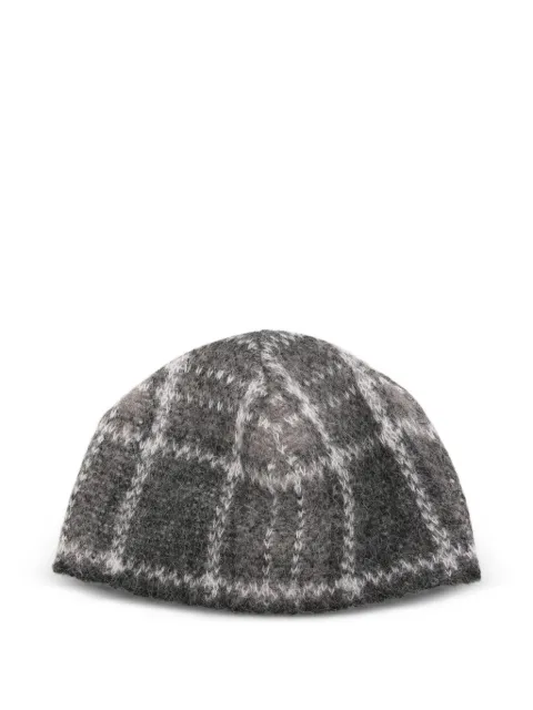 OUR LEGACY check-pattern beanie hat Grey A4263BG