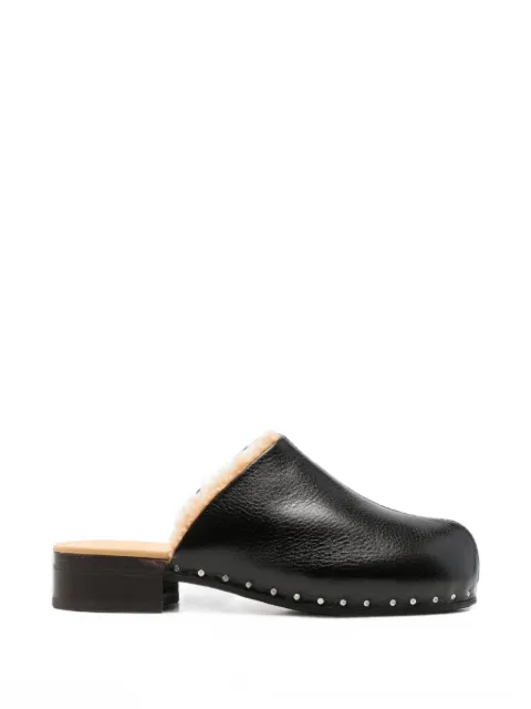 OUR LEGACY Naoto shearling-lined leather clogs Black A4267NDE