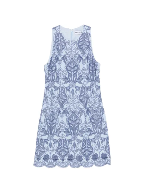 Rebecca Vallance Blooming Lanterns guipure-lace scalloped-hem mini dress Blue 26021607