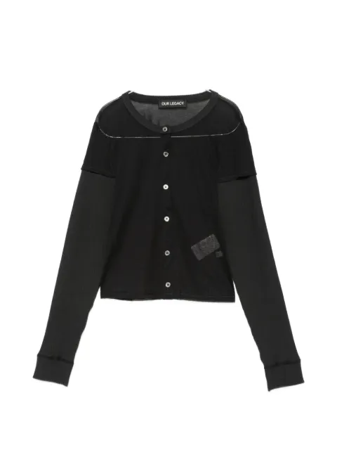 OUR LEGACY Heat knitted-sleeves cardigan Black W4266HB