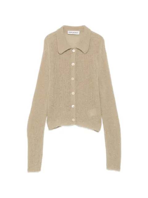 OUR LEGACY fuzzy-knit collared cardigan Green W4263MS