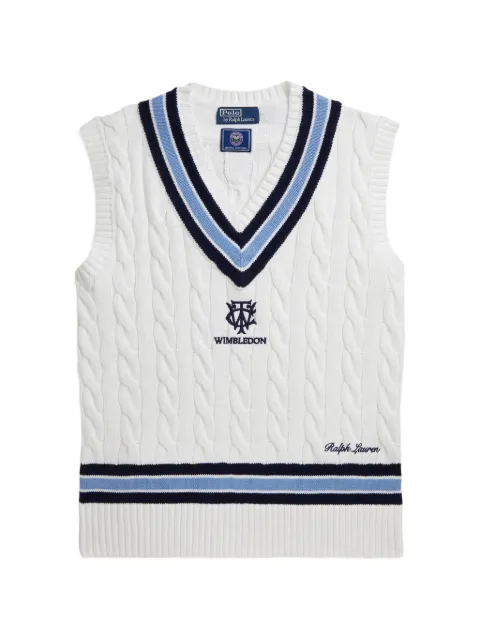 Polo Ralph Lauren Wimbledon cable-knit sweater vest White 710B16058001
