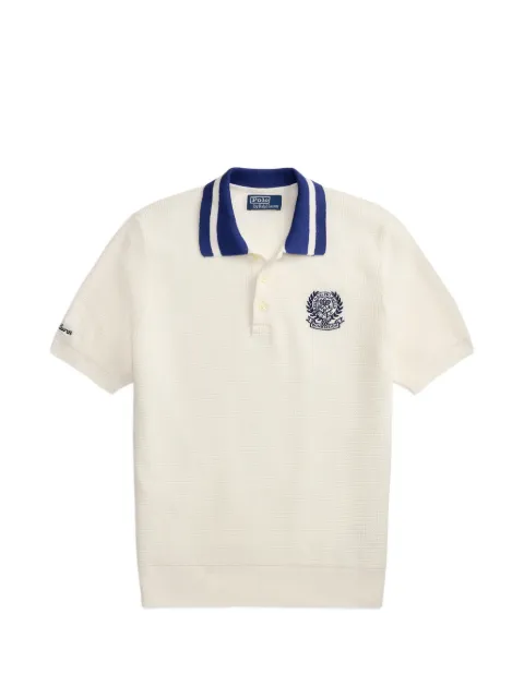 Polo Ralph Lauren Wimbledon striped embroidered cotton polo shirt White 710B16072001