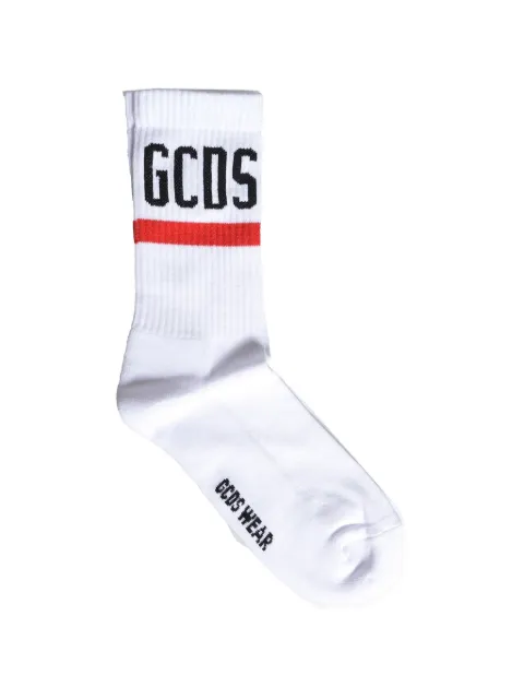 GCDS logo-intarsia striped socks White Z0ULQQ316J122