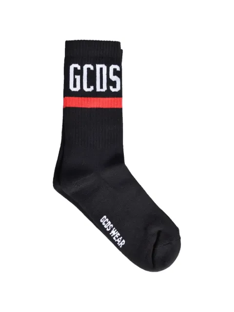 GCDS logo-intarsia striped socks Black Z0ULQQ316J122