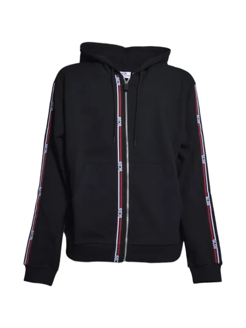 GCDS logo-tape zip-up hoodie Black C1MEQE114F099999