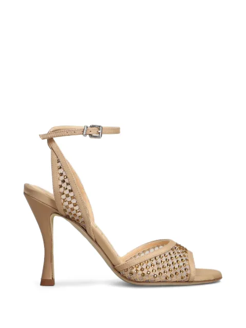 Chantal crystal-embellished mesh-panel sandals Neutrals 3128