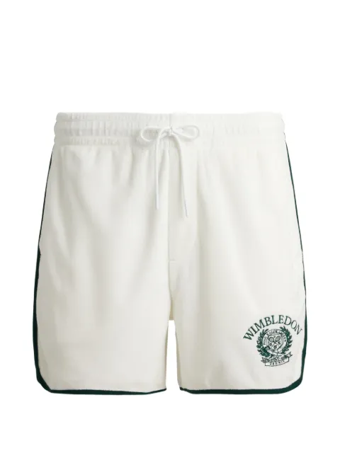 Polo Ralph Lauren embroidered striped jersey trim shorts White 710B16062001