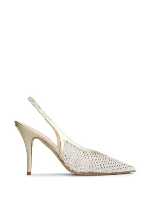 Chantal crystal-embellished slingback leather heeled pumps Gold 3037