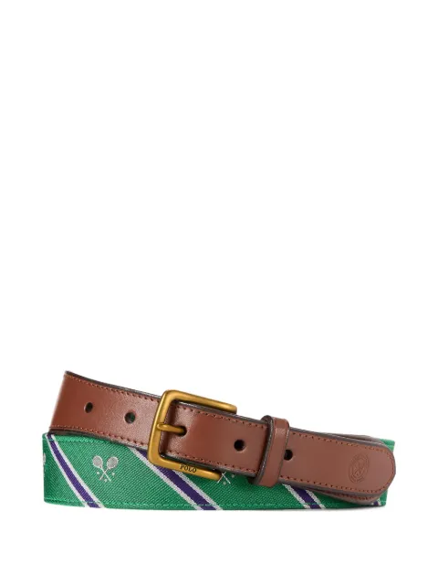 Polo Ralph Lauren striped-pattern buckle belt Green 405942226001