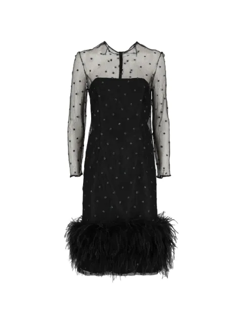 Vintage polka dot feather dress Black CVM241912