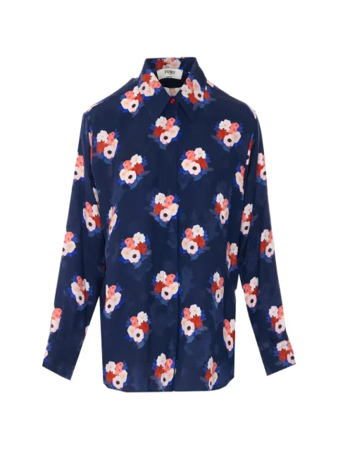 FENDI floral-print long-sleeve shirt Blue FS8357AW9H