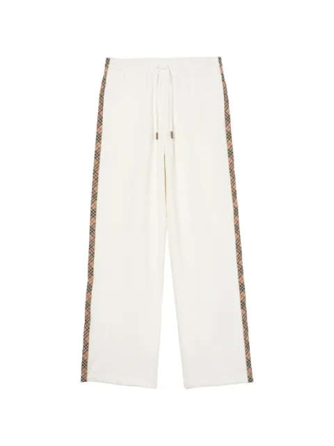 Burberry check trim cotton track pants White 8123343