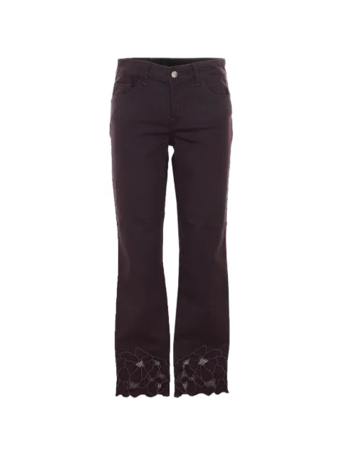 LIU JO floral-embroidered trousers Brown WA6260T367AP9688