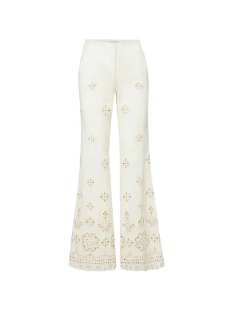Veronica Beard Komi eyelet embroidered trousers Neutrals 2603EY4061207