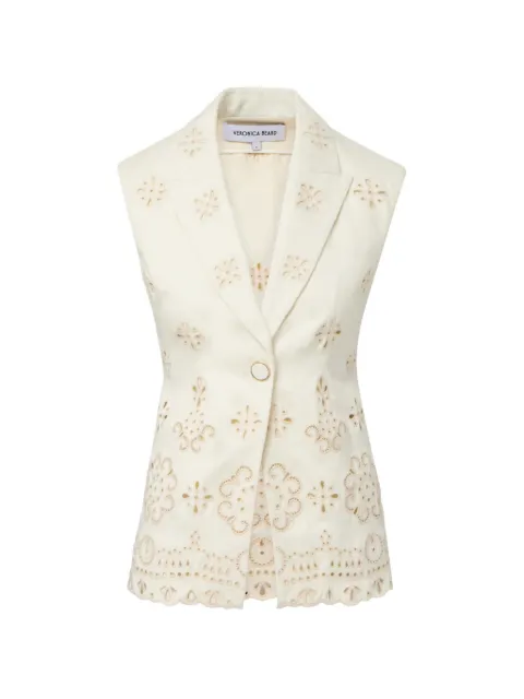 Veronica Beard Townes button eyelet vest Neutrals 2603EY40B0256