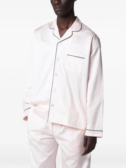 TEKLA piping-detail pajama shirt Pink PORTER